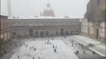 Il video nella neve a Bologna, piazza Maggiore e il centro città imbiancati per l'Epifania
