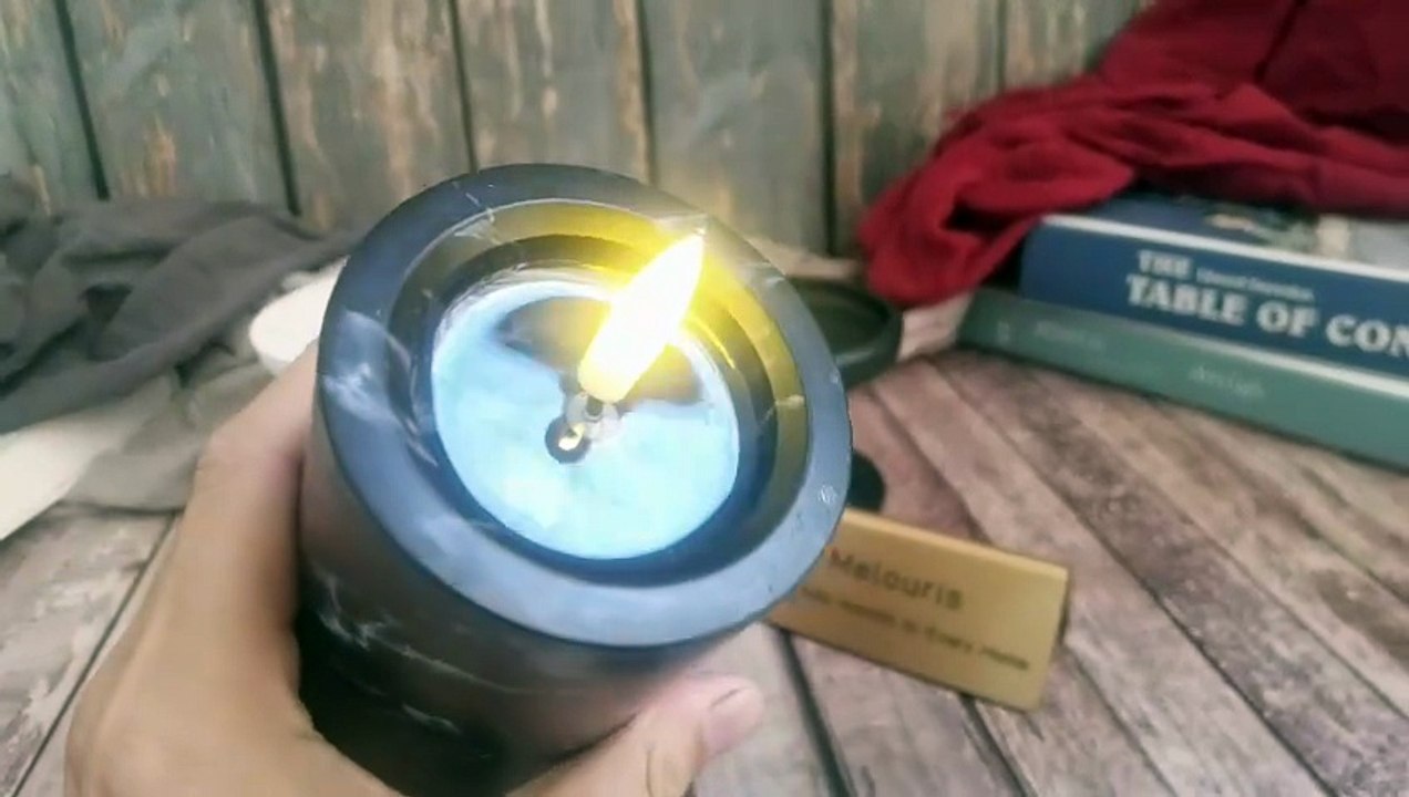 Melouris Elegant Black Marble LED Candles | Realistic Flameless Mood Lighting for Modern Homes