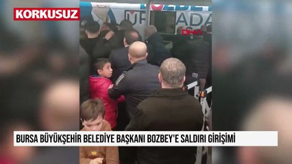 Bursa Büyükşehir Belediye Başkanı Bozbey'e saldırı girişimi; o anlar kamerada