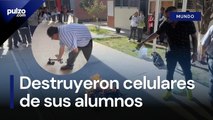 Profesores martillaron y quemaron celulares de estudiantes en México | Pulzo