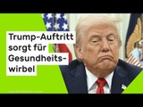 Donald Trump: Er klammerte sich mit beiden Händen fest – Trump-Auftritt sorgt für Gesundheitswirbel