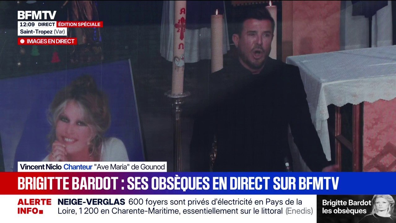 Obsèques de Brigitte Bardot: Vincent Niclo chante l'"Ave Maria" dans l'église Notre-Dame de l'Assomption de Saint-Tropez