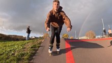 Lad tries rollerblading and realizes mastering it takes practice and patience