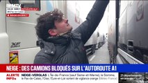 Neige-verglas: sur l'A1 dans le Pas-de-Calais, des camions bloqués sur l'autoroute