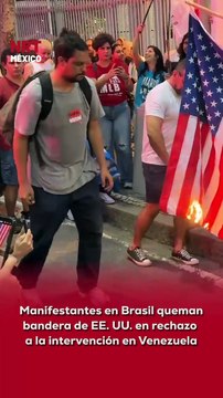 📢 Manifestantes prendieron fuego a la bandera de Estados Unidos frente al consulado estadounidense en Río de Janeiro, en una protesta contra la reciente captura de Nicolás Maduro por parte de Estados Unidos y las acciones militares en Venezuela.