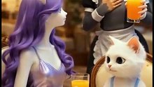 Polite Maid Cat Serves Juice 🍊🐱