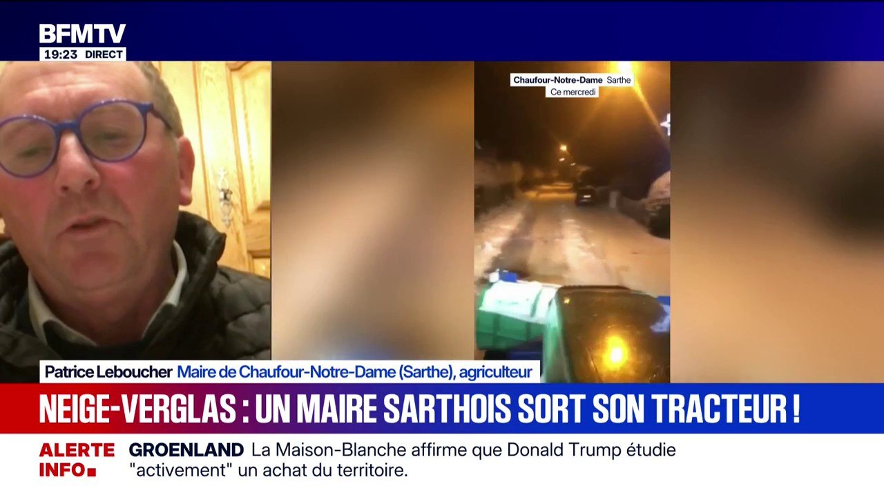 Neige-verglas: le maire de Chaufour-Notre-Dame, dans la Sarthe, a sorti son tracteur pour permettre aux habitants de se déplacer