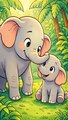 Baby Elephant enjoying with mom cartoon #cartoon #lyrics #kids #birds #Elephant #jungle