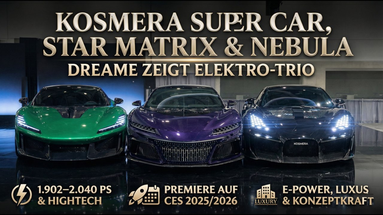 Kosmera Super Car, Star Matrix & Nebula: E-Power, Luxus & Konzeptkraft