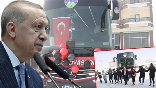 Erdoğan takım otobüsü hediye edince -3 derecede halay çektiler