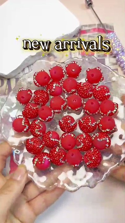 Clay Acrylic Beads Luminous Glitter Sugar Core Inside Shiny AB Rhinestones Cute Flower