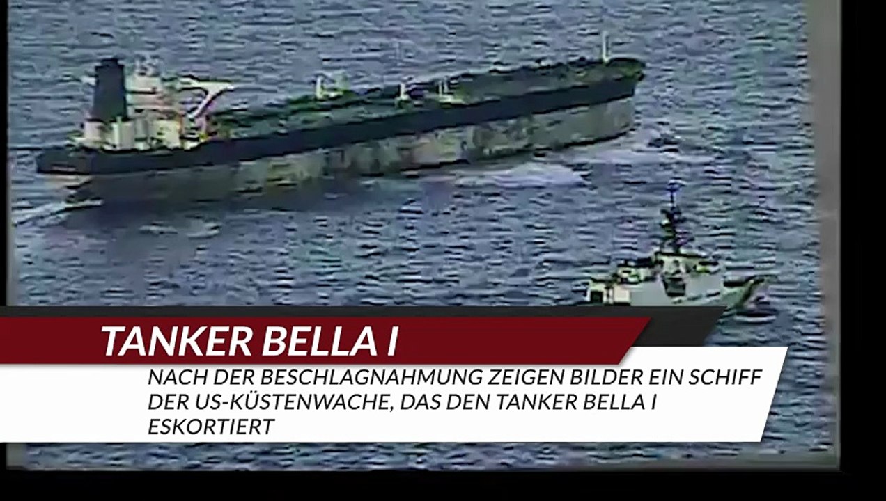 Nach der Beschlagnahmung zeigen Bilder ein Schiff der US-Küstenwache, das den Tanker Bella I eskortiert