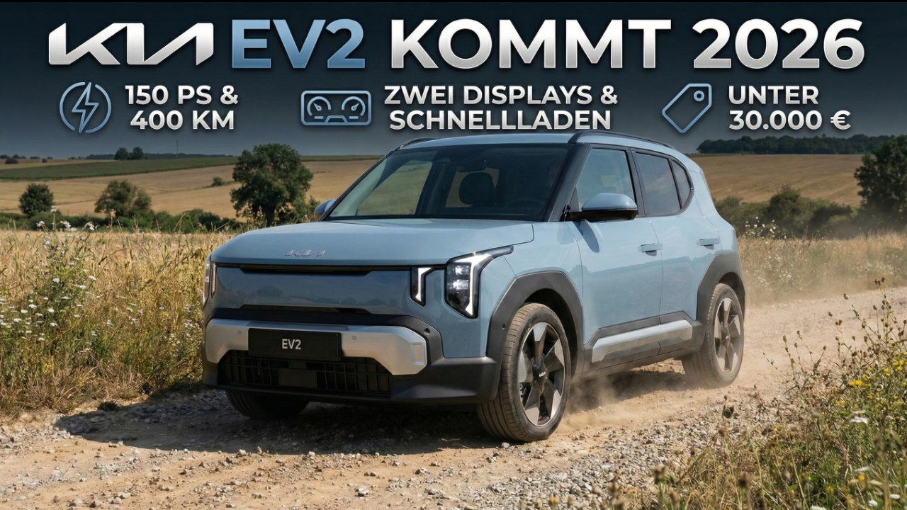 Urbaner Stromer: 2026 Kia EV2 mit zwei Displays & Schnellladefunktion