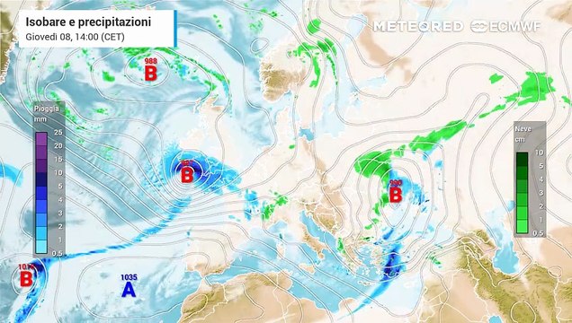 In arrivo forte maltempo sull'Europa centrale, tanta neve in Germania venerdì 9 gennaio 2026