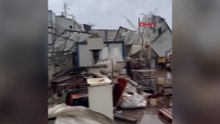 Yalova'da fırtına; çatılar uçtu, tersanede vinç devrildi