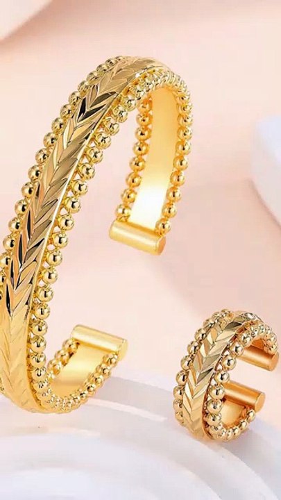 2pcs Vintage Gold Plated Bracelet Set | Elegant Retro Jewelry for Daily & Party Wear