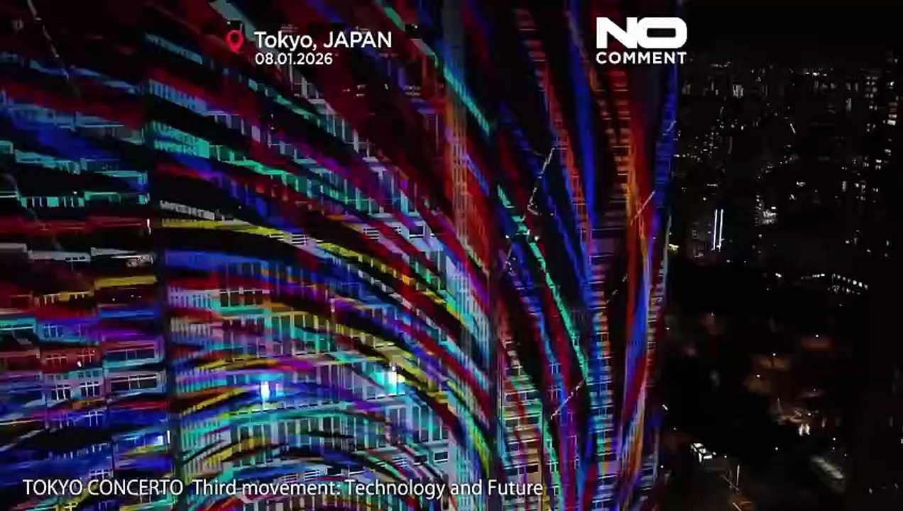 Größte projektionsshow am regierungsgebäude von tokio fasziniert die massen