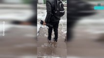 Man From Florida Struggles on Icy Canadian Driveway