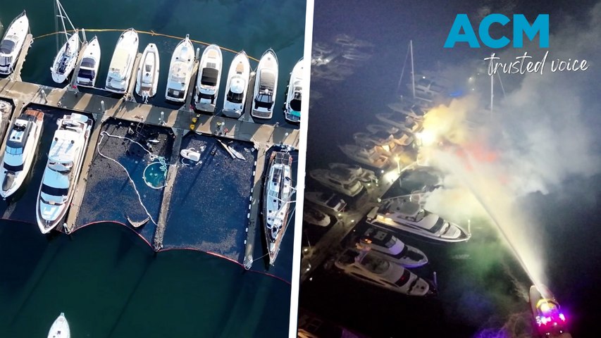 Fire and Rescue New South Wales crews were called out to the Mossman marina in Sydney's north in the early hours of January 9, 2026. This video includes ACM-produced voiceover powered by AI.