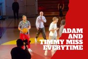 Adam Sandler and Timothée Chalamet show skill on the court but struggle to score