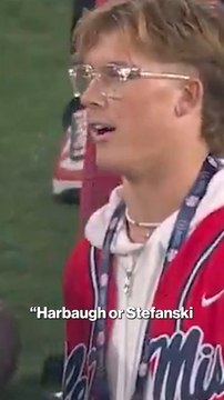 Jaxson Dart seems to respond with Harbaugh or Stefanski while talking on sideline of Ole Miss-Miami