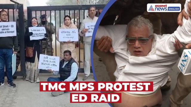 TMC MPs Protest Outside Amit Shah’s Office Over ED Raid on I-PAC in Kolkata