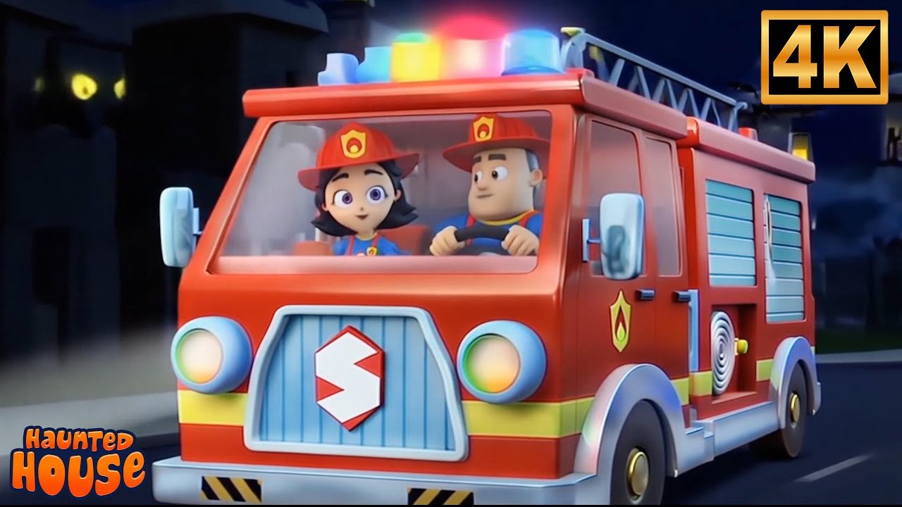 Halloween Wheels on the Fire Truck | Haunted House Halloween Nursery Rhymes for Kids