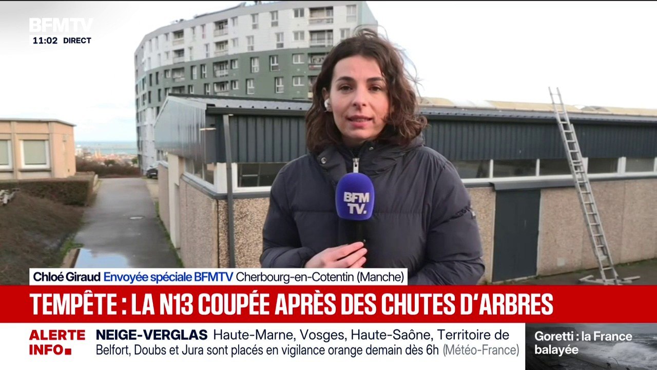 Tempête Goretti: le toit d'un collège en partie arraché à Cherbourg