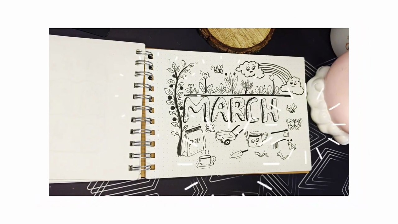 March Doodle Art | Spring Theme Easy Doodle Drawing | Simple Art for Beginners