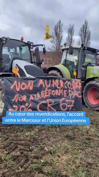 Strasbourg : des dizaines d'agriculteurs bloquent le pont de l'Europe