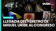 Cuerpo de Miguel Uribe Turbay ya llegó al Congreso de la República; su esposa lo recibió