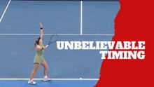 A perfectly timed train horn interrupts Mirra Andreeva’s serve in Brisbane