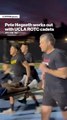 Pete Hegseth works out with UCLA ROTC cadets
