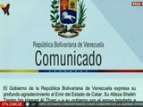 Venezuela expresa su agradecimiento al Gobierno de Catar por su apoyo en las horas de agresión
