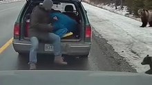 A terrifying moment on a Canadian highway was captured by a dash_