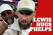 Michael Phelps and Ray Lewis share an awkward moment while rooting for Miami