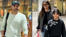Harbhajan Singh & Geeta Basra With Kids Snapped At The Mumbai Airport! Bhajju Pa Ka Pyaara Parivaar!