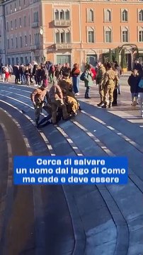 Cerca di salvare un uomo dal lago di Como ma cade e deve essere salvato anche lui