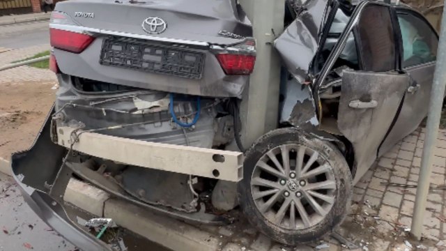 Video highlights the wrecked vehicle that remained after a driver crashed while trying to save a child