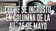 Iban todos borrachos y terminaron chocando contra una columna de la Autopista 25 de Mayo