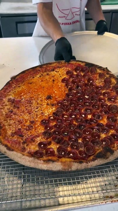 Large half pepperoni half cheese pizza 🤌🏻