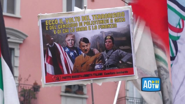 Meloni-Mussolini, Netanyahu-Hitler: i cartelli al corteo di Milano