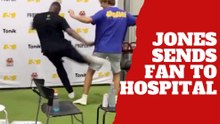 Jon Jones double leg kicks a fan in a shocking incident that ends with a hospital visit