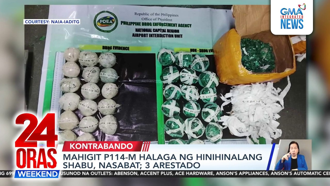 Mahigit P114-M umano'y shabu, nasabat sa NAIA; 3 arestado | 24 Oras Weekend