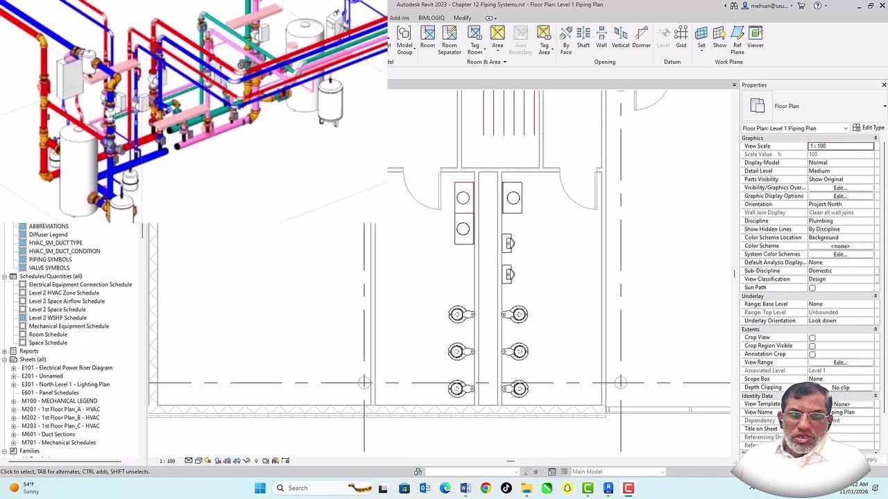 Revit MEP Piping Tutorial, Creating Efficient Systems ریویٹ ایم ای پی پائپنگ ٹیوٹوریل، موثر نظام بناناPart-65