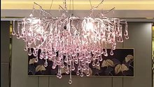 Pink Crystal Chandelier Bedroom Interior Chrome Colorful Ceiling Crystal Ceiling Living Room Light Luxury Chandelier