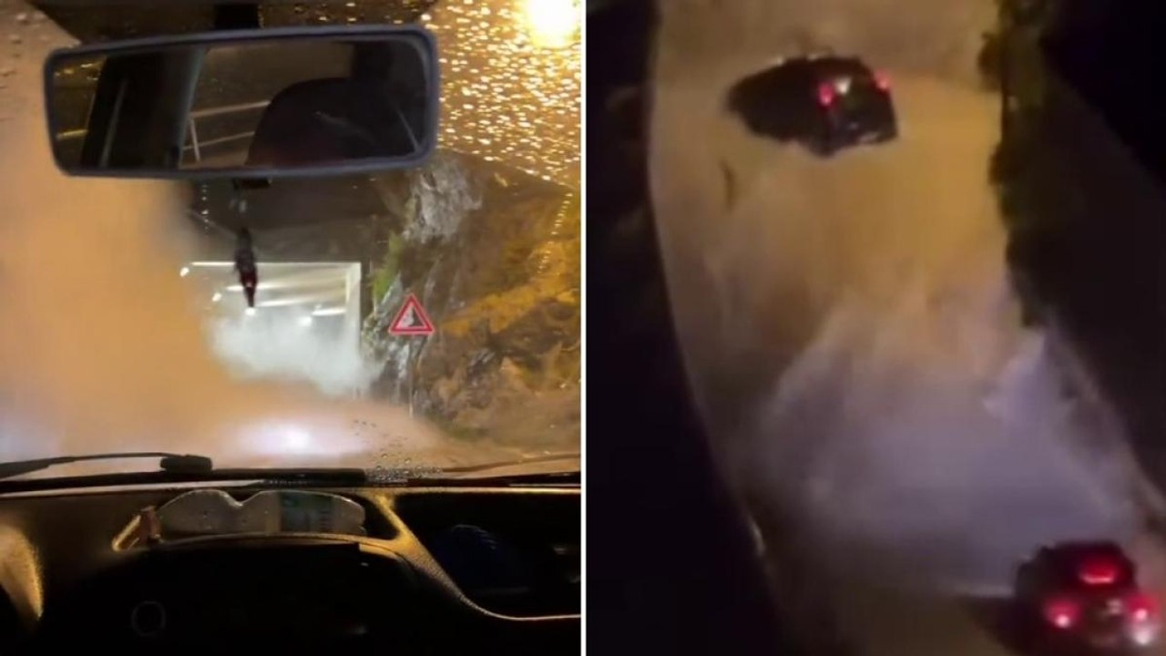 Violenta mareggiata a Scilla in Calabria, l'onda arriva in strada e travolge le auto