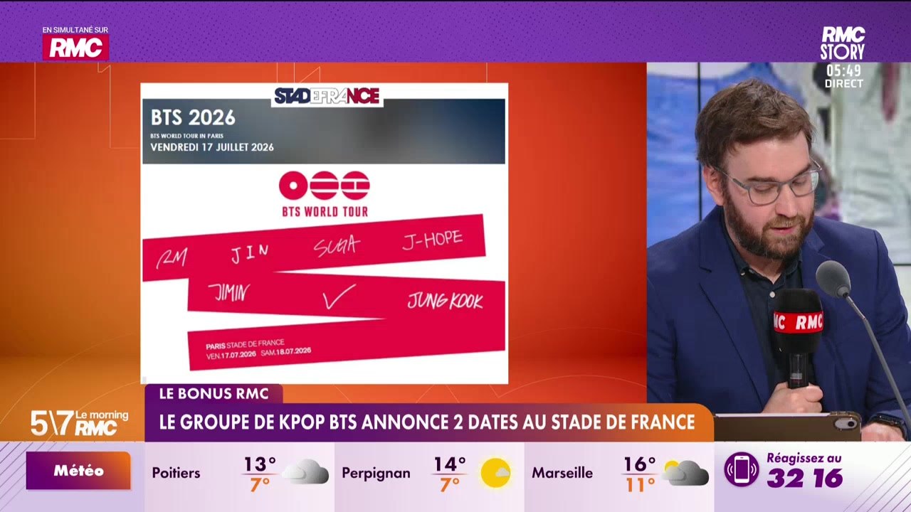 Le bonus RMC : Le groupe de Kpop BTS annonce 2 dates au Stade de France - 14/01