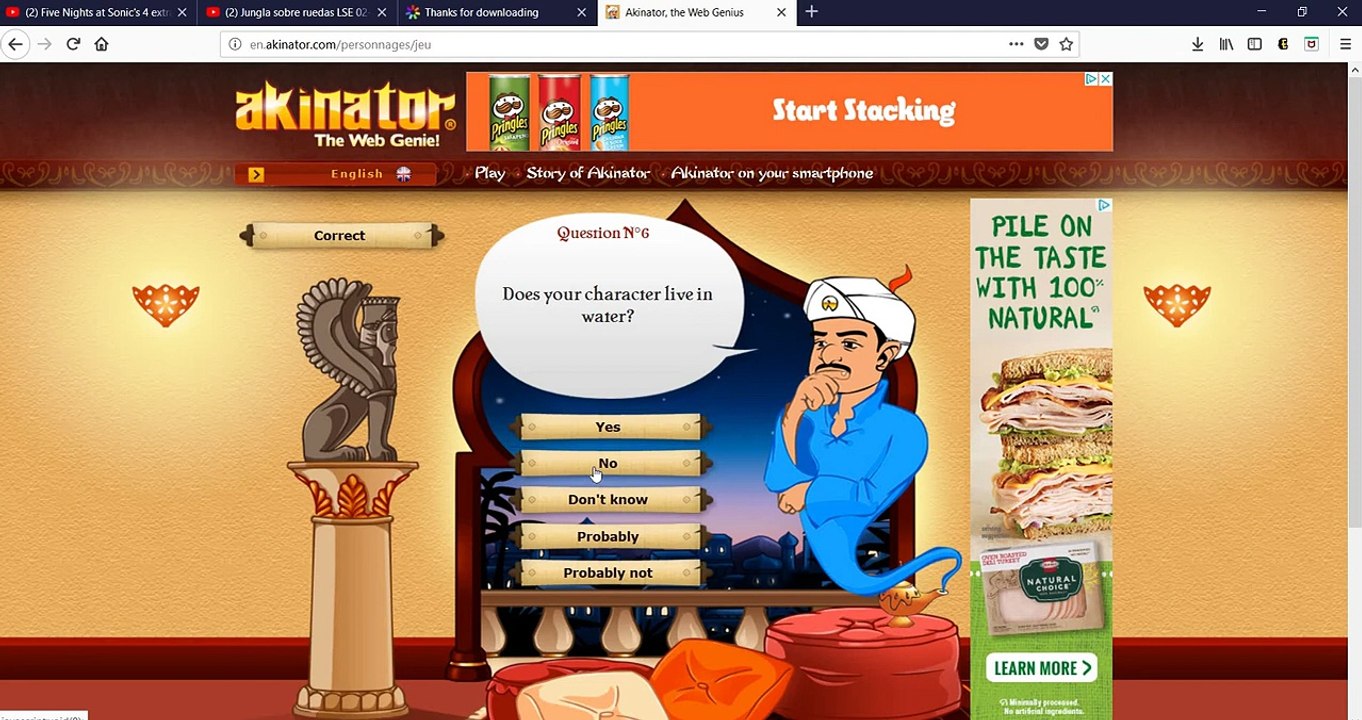 Playing Akinator Web Genie Guessing Game