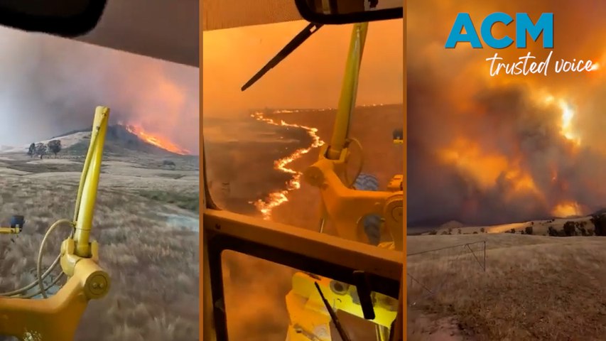 Luke Humphrey took a construction vehicle known as a grader out into the fires to create containment lines in Berringama in northeast Victoria. Footage by Luke Humphrey via Storyful was taken between January 7th to 11th 2026.